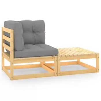  Set mobilier grădină cu perne, 2 piese, lemn masiv de pin