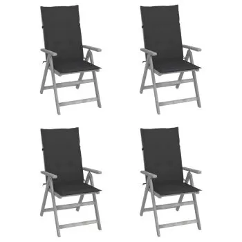 Set 4 bucati scaune gradina rabatabile, antracit