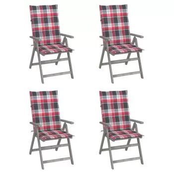 Set 4 bucati scaune gradina rabatabile, model rosu