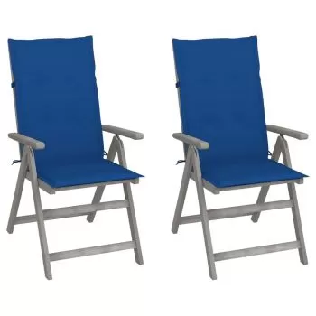 Set 2 bucati scaune gradina rabatabile, albastru regal