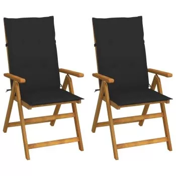 Set 2 bucati scaune gradina rabatabile, negru
