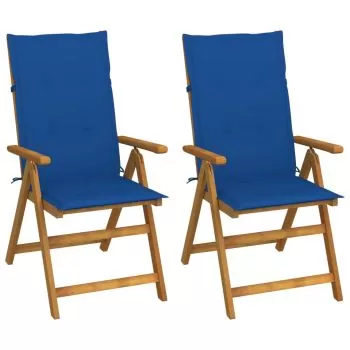 Set 2 bucati scaune gradina rabatabile, albastru regal