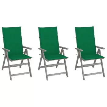 Set 3 bucati scaune gradina rabatabile, verde