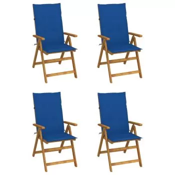 Set 4 bucati scaune gradina rabatabile, albastru regal