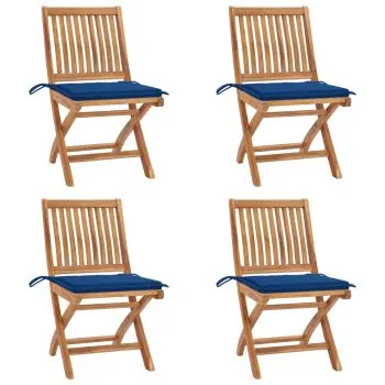 Scaune gradina stivuibile cu perne, albastru regal