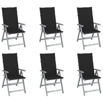 Set 6 bucati scaune gradina rabatabile, negru