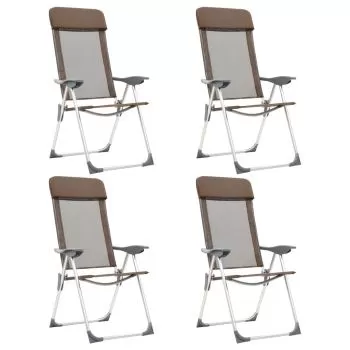 Set 4 bucati scaune de camping pliante, maro, 57 x 73.5 x 111 cm