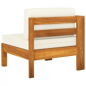  Set mobilier grădină perne alb/crem, 6 piese, lemn masiv acacia