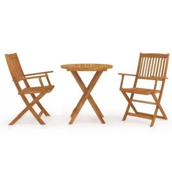  Set mobilier grădină, pliabil, 3 piese, lemn masiv acacia