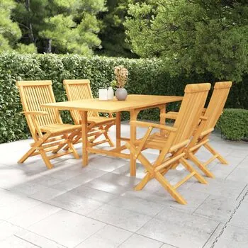  Set mobilier de grădină, 5 piese, lemn masiv de tec