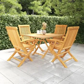  Set mobilier de grădină, 5 piese, lemn masiv de tec