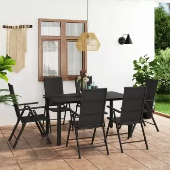  Set mobilier de grădină, 7 piese, negru