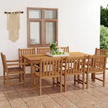  Set mobilier de grădină, 9 piese, lemn masiv de tec