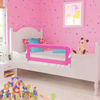 Balustrada de siguranta pentru pat de copil, roz, 102 x 42 cm