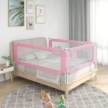 Balustrada de protectie pat copii, roz, 180 x 25 cm