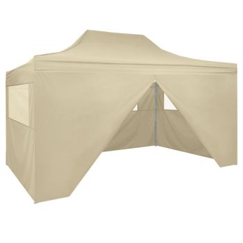 42513 Foldable Tent Pop-Up with 4 Side Walls 3x4,5 m Cream White