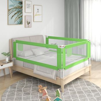 Balustradă de protecție pat copii, verde, 140x25 cm, textil