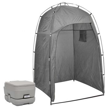 Toaletă portabilă pentru camping, cu cort, 10+10 L