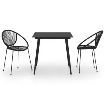 Set mobilier de exterior, 3 piese, negru,80 cm