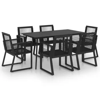 Set mobilier de exterior, 7 piese, negru,150 cm