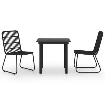 Set mobilier de exterior, 3 piese, negru,80 cm
