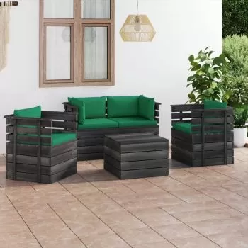 Set mobilier grădină paleți cu perne 5 piese lemn masiv pin