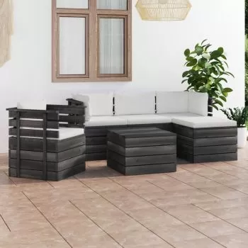 Set mobilier grădină paleți cu perne 6 piese lemn masiv pin
