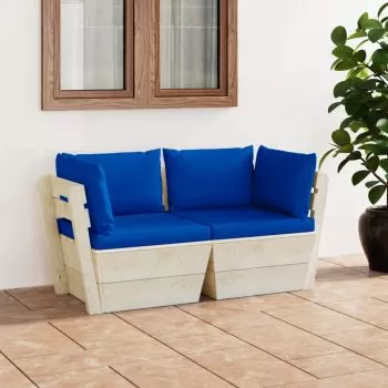 Canapea gradina 2 locuri din paleti, albastru