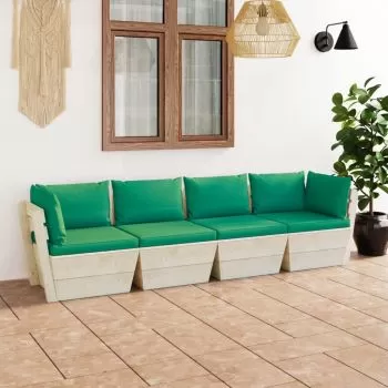 Canapea gradina 4 locuri din paleti, verde