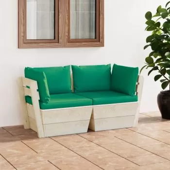 Canapea gradina 2 locuri din paleti, verde