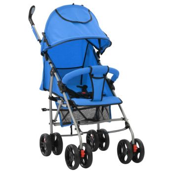 Landou/cărucior pliabil copii 2-în-1. albastru, oțel