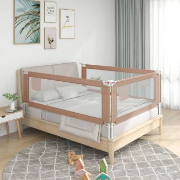 Balustradă de protecție pat copii, gri taupe, 90x25 cm, textil