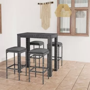 Set mobilier bar de gradina cu perne, 5 piese, gri,100 cm