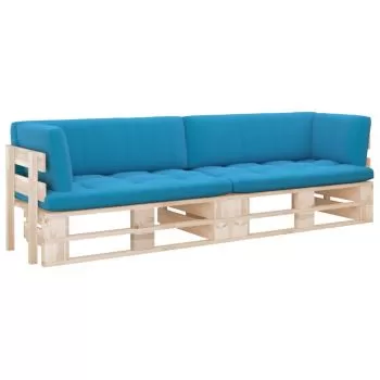 Canapea din paleti cu 2 locuri, albastru