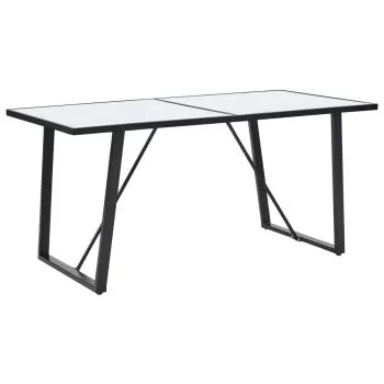  Masă de bucătărie, alb, 160 x 80 x 75 cm, sticlă securizată