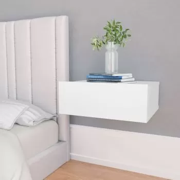  Noptiere suspendate, 2 buc., alb, 40x30x15 cm, lemn prelucrat