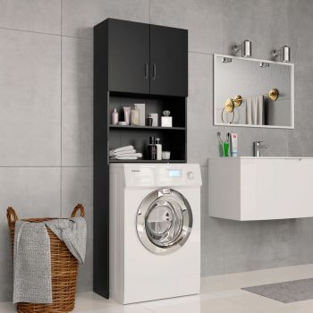 Dulap mașina de spălat, negru, 64 x 25.5 x 190 cm, PAL