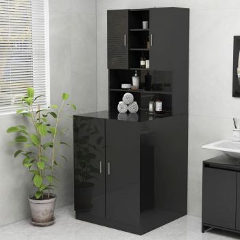 Dulap mașină de spălat, negru extralucios, 70.5x25.5x90 cm