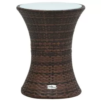 Masa laterala de gradina in forma de tambur, maro, 42 x 42 x 53.5 cm