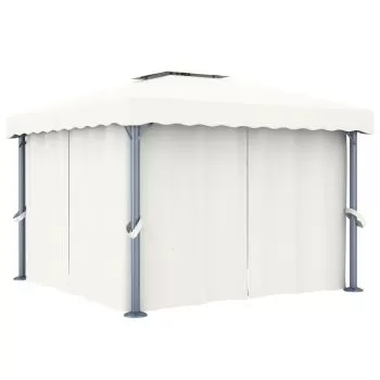  Pavilion cu perdea, alb crem, 3 x 3 m, aluminiu