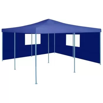 Pavilion pliabil cu 2 pereti laterali, albastru, 5 x 5 m