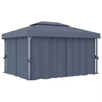  Pavilion cu perdea, antracit, 4 x 3 m, aluminiu