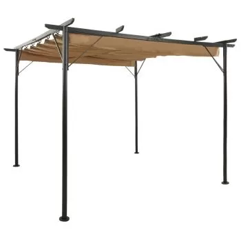  Pergolă cu acoperiș retractabil gri taupe 3x3 m oțel 180 g/m²