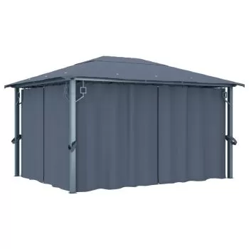  Pavilion cu perdele, antracit, 400 x 300 cm, aluminiu