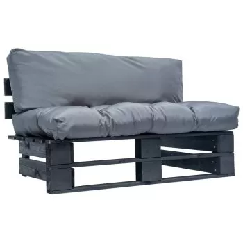 Canapea de gradina din paleti cu perne gri, negru si gri, 110 x 66 x 65 cm