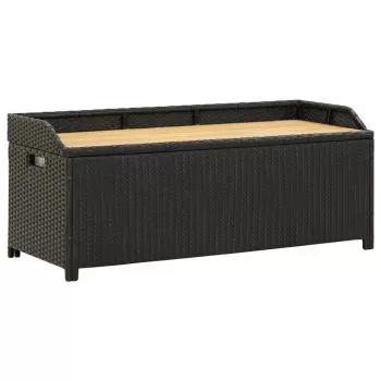  Bancă de depozitare pentru grădină, negru, 120 cm, poliratan 