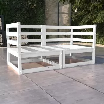 Canapea de gradina cu 2 locuri, alb, 70 x 70 x 67 cm