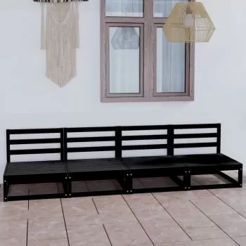 Set mobilier de gradina cu 4 locuri, negru, 70 x 70 x 67 cm