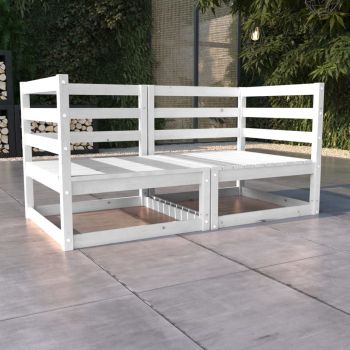 Canapea de gradina cu 2 locuri, alb, 70 x 70 x 67 cm