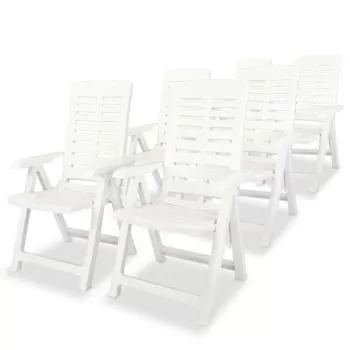 Set 6 bucati scaune de gradina rabatabile, alb